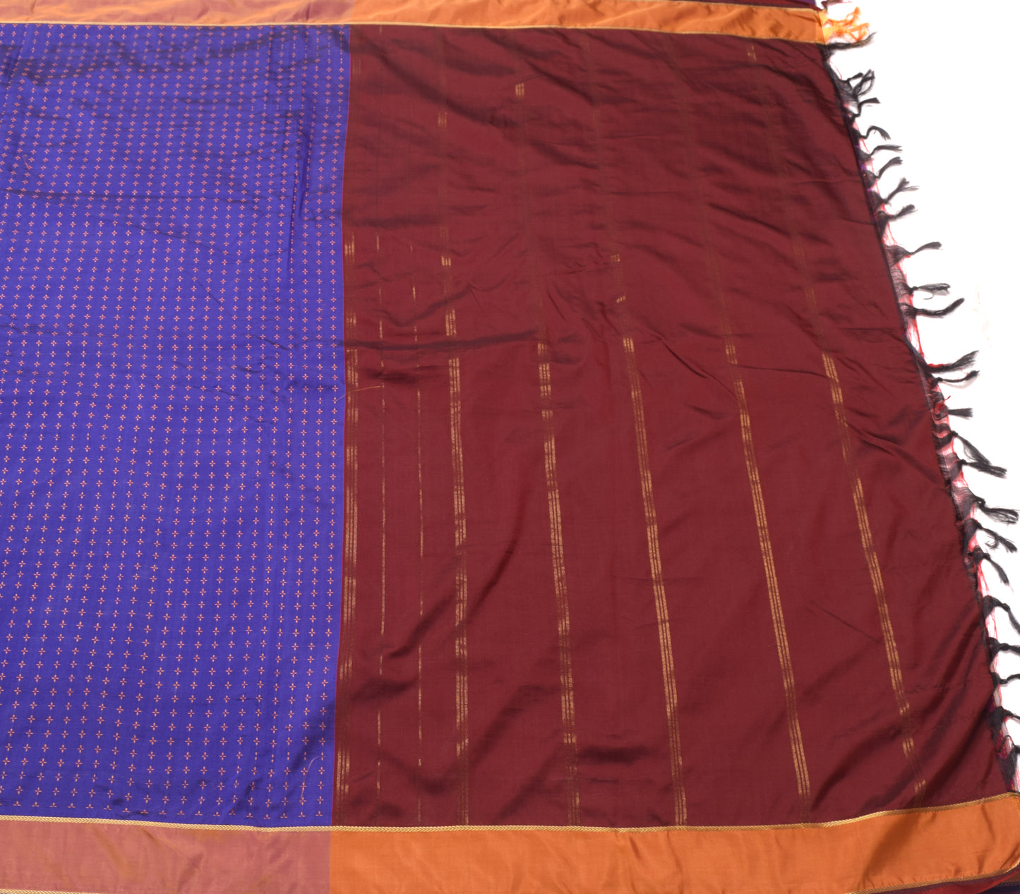 Sushila Vintage Purple Woven Saree Silk Blend Sari with Contrast Border Fabric