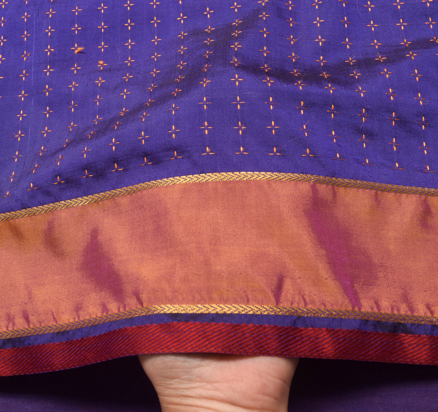Sushila Vintage Purple Woven Saree Silk Blend Sari with Contrast Border Fabric
