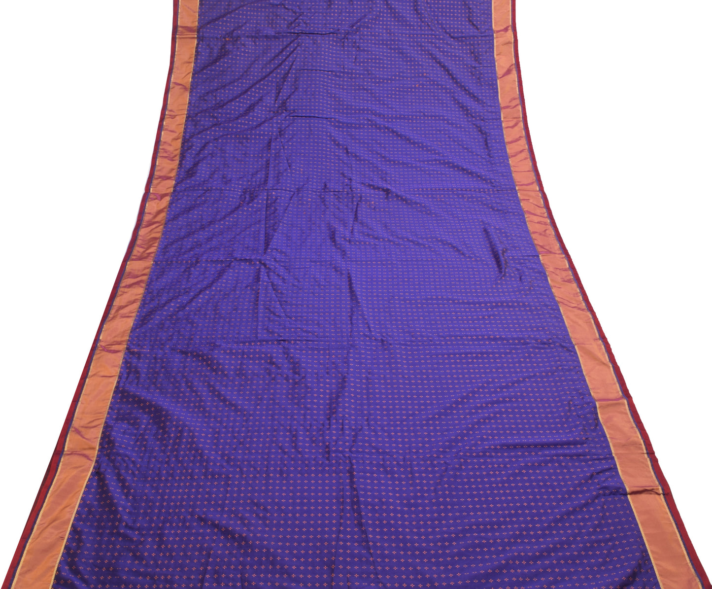 Sushila Vintage Purple Woven Saree Silk Blend Sari with Contrast Border Fabric