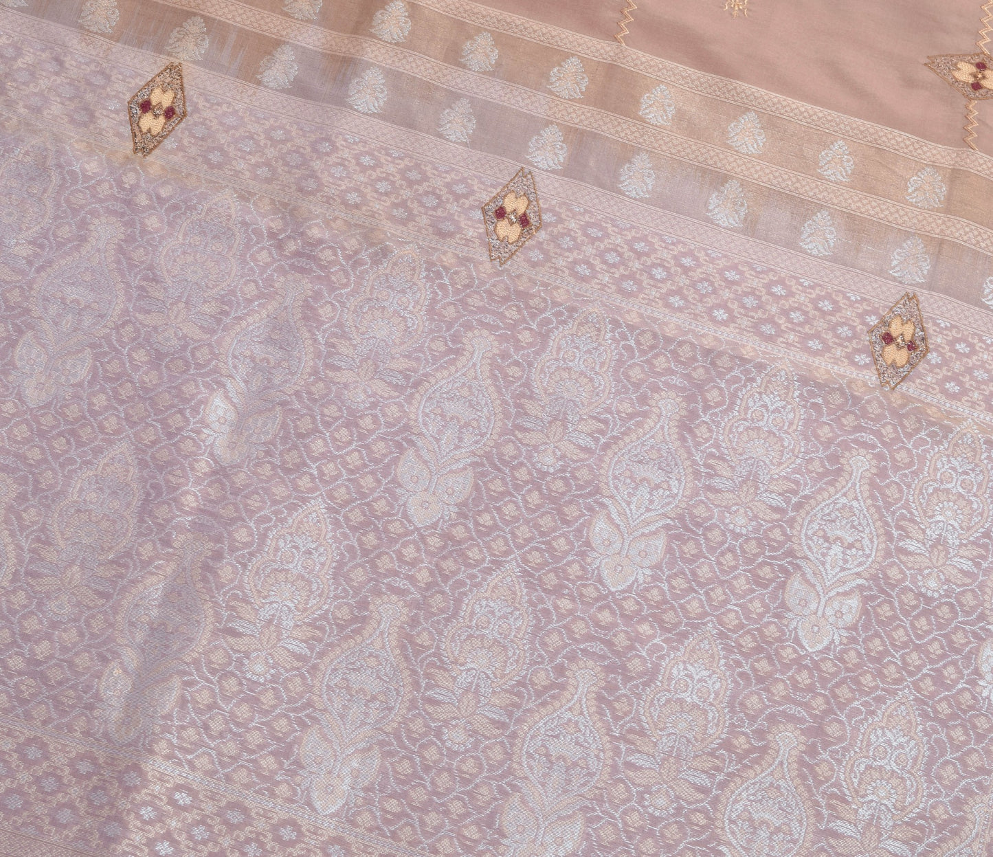 Sushila Vintage Brown Dual Tone Saree 100%Pure Silk Embroidered Soft Sari Fabric
