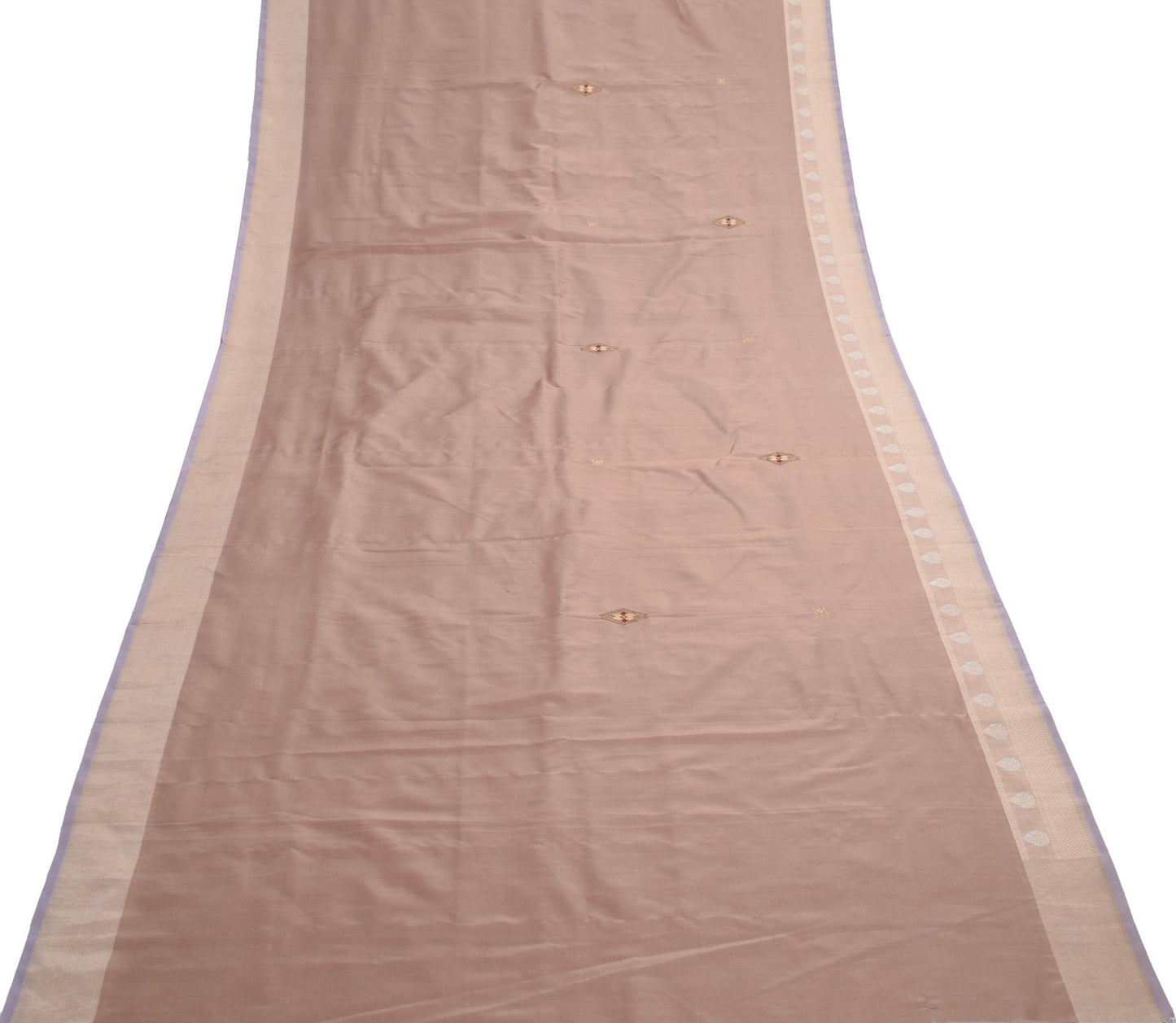 Sushila Vintage Brown Dual Tone Saree 100%Pure Silk Embroidered Soft Sari Fabric