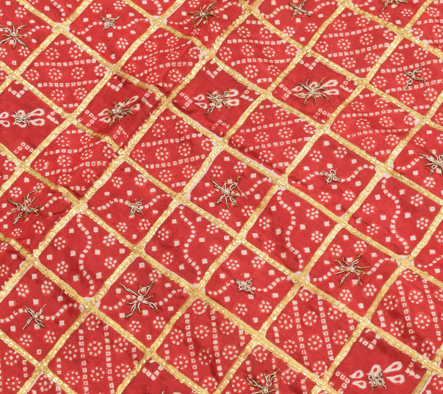 Sushila Vintage Pure Silk Maroon Gold Toned Woven Bandhani Printed Bridal Saree