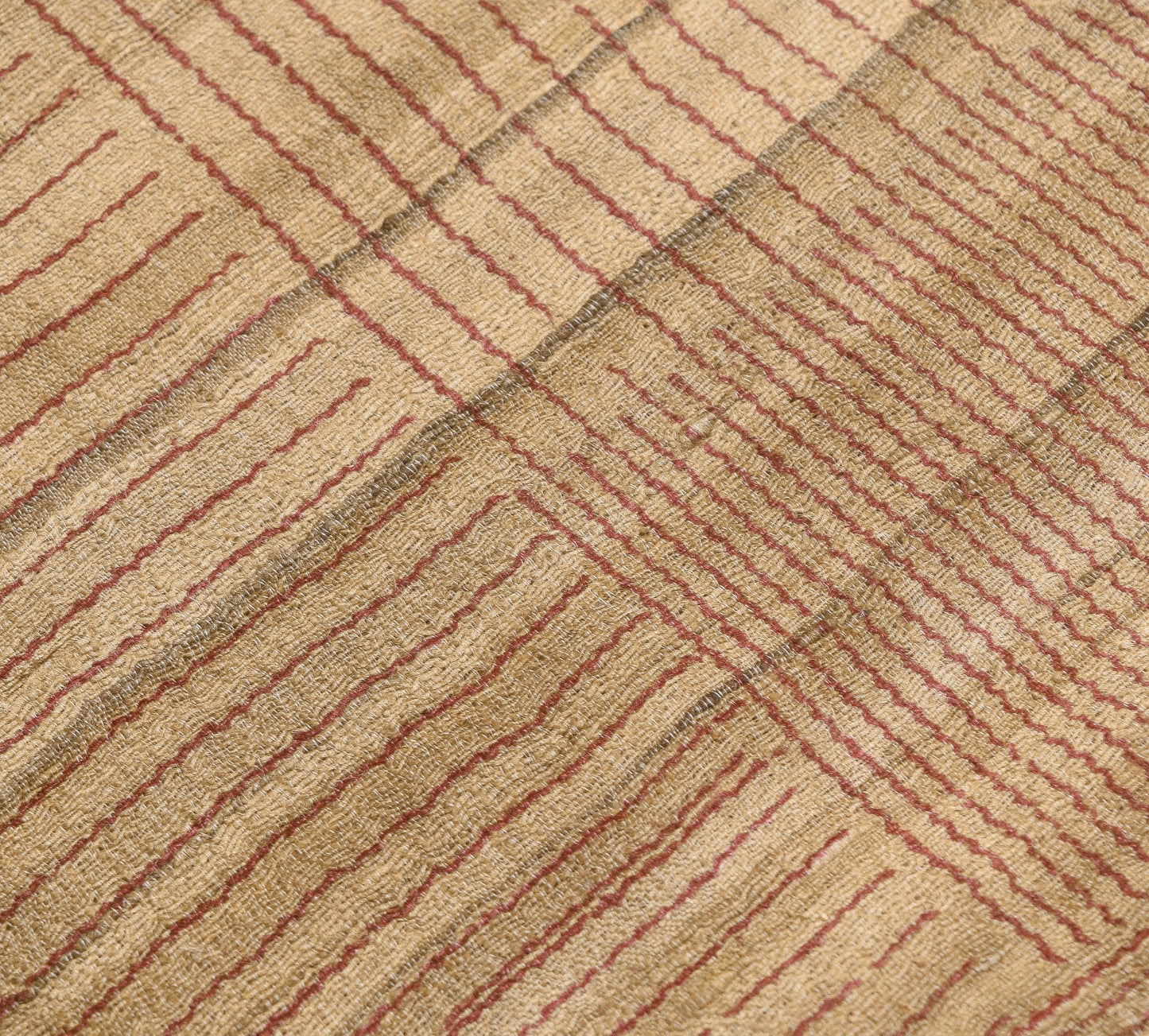Vintage Brown 100% Pure Khadi Silk Saree Floral Embroidered Premium Sari Fabric