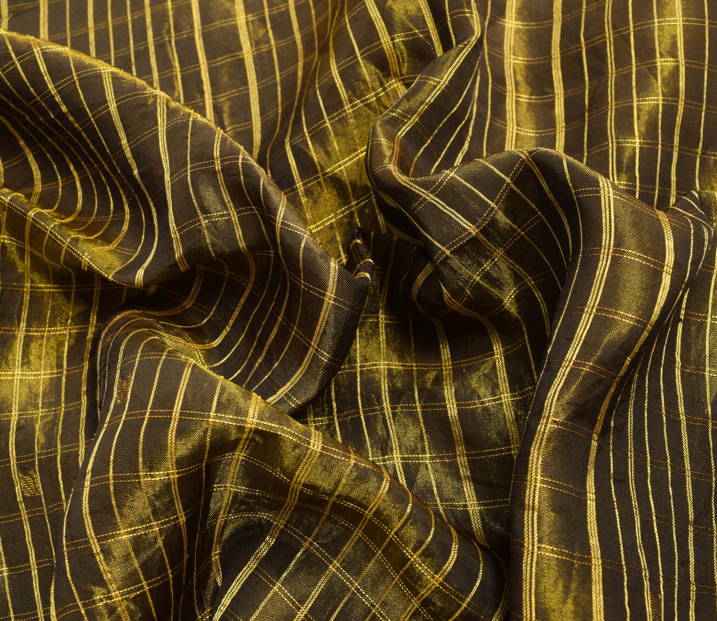 Sushila Vintage Oil Black Zari Woven Kanjivaram Saree 100% Pure Silk Sari Fabric
