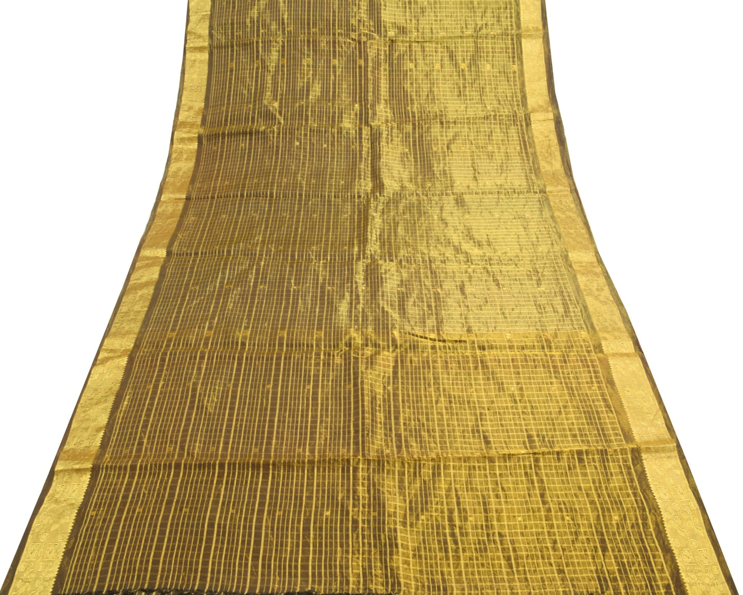 Sushila Vintage Oil Black Zari Woven Kanjivaram Saree 100% Pure Silk Sari Fabric