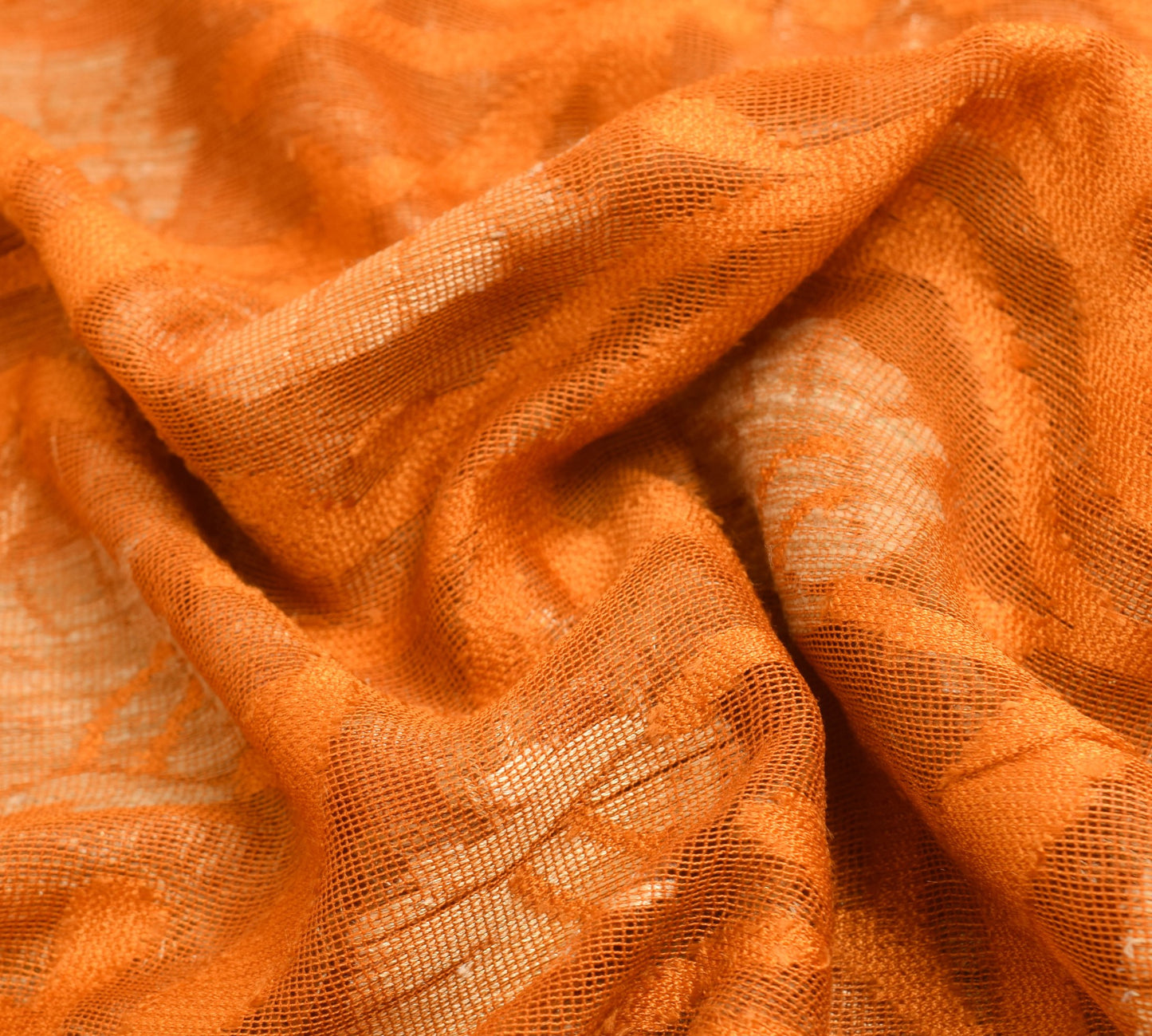 Sushila Vintage Orange Traditional Saree 100% Pure Silk Floral Woven Sari Fabric