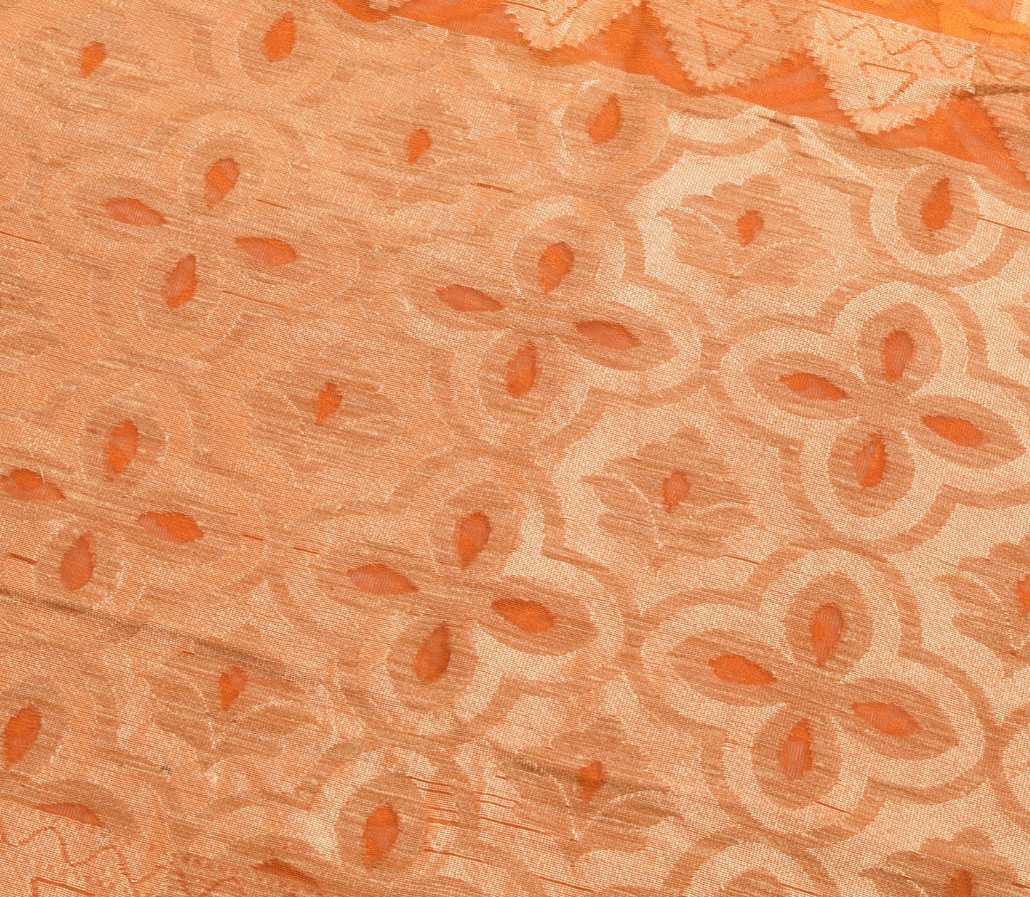 Sushila Vintage Orange Traditional Saree 100% Pure Silk Floral Woven Sari Fabric