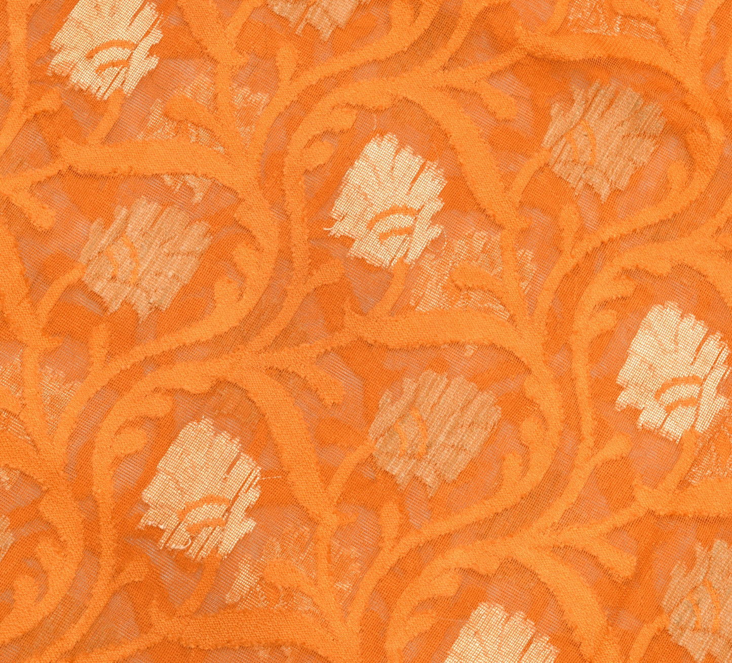 Sushila Vintage Orange Traditional Saree 100% Pure Silk Floral Woven Sari Fabric