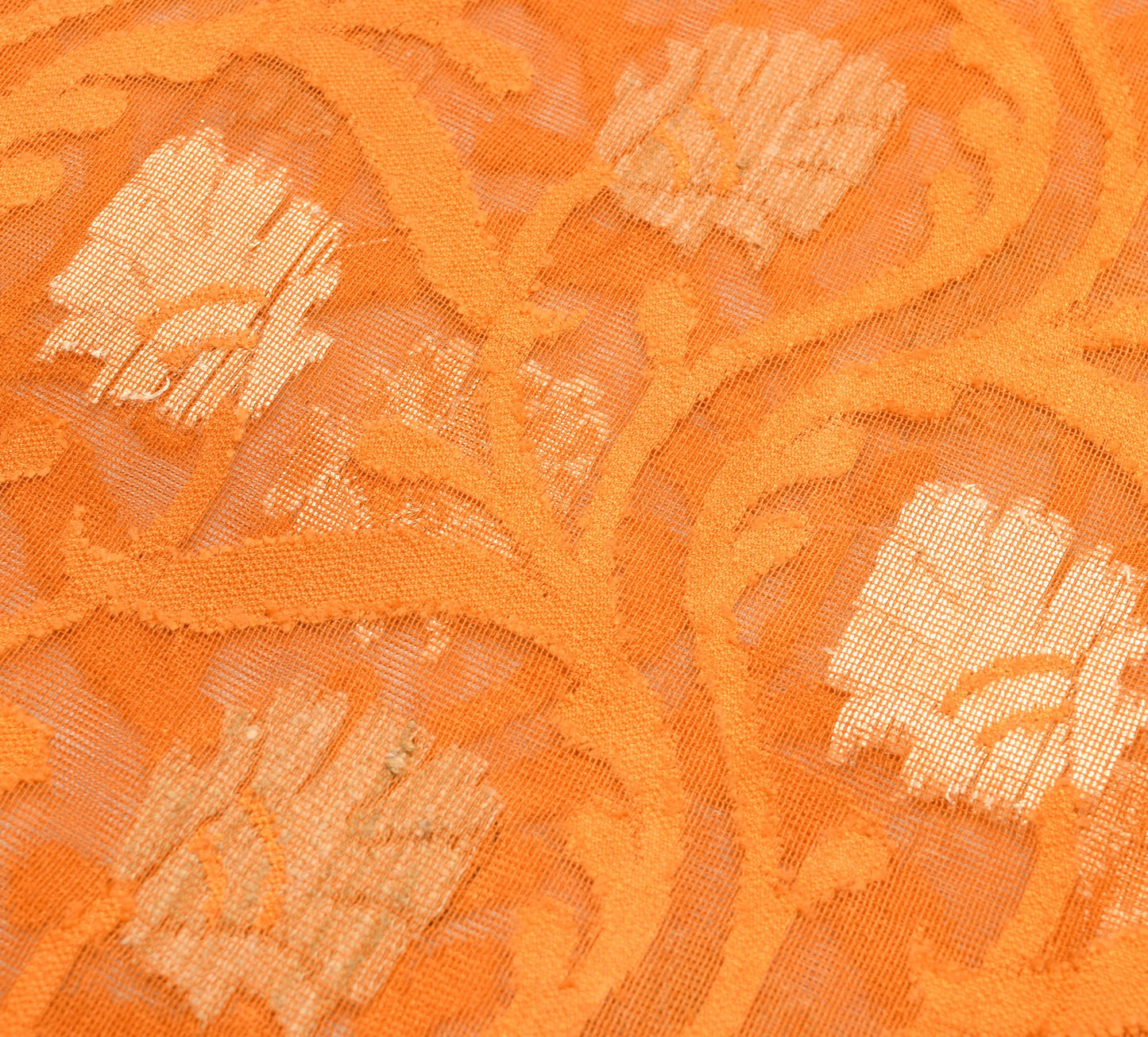 Sushila Vintage Orange Traditional Saree 100% Pure Silk Floral Woven Sari Fabric