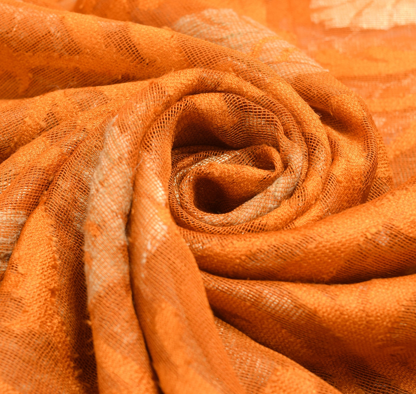 Sushila Vintage Orange Traditional Saree 100% Pure Silk Floral Woven Sari Fabric