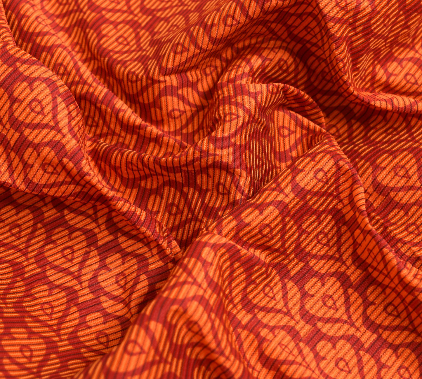Sushila Vintage Orange Maroon Saree Printed Woven Silk Floral Sari Craft Fabric