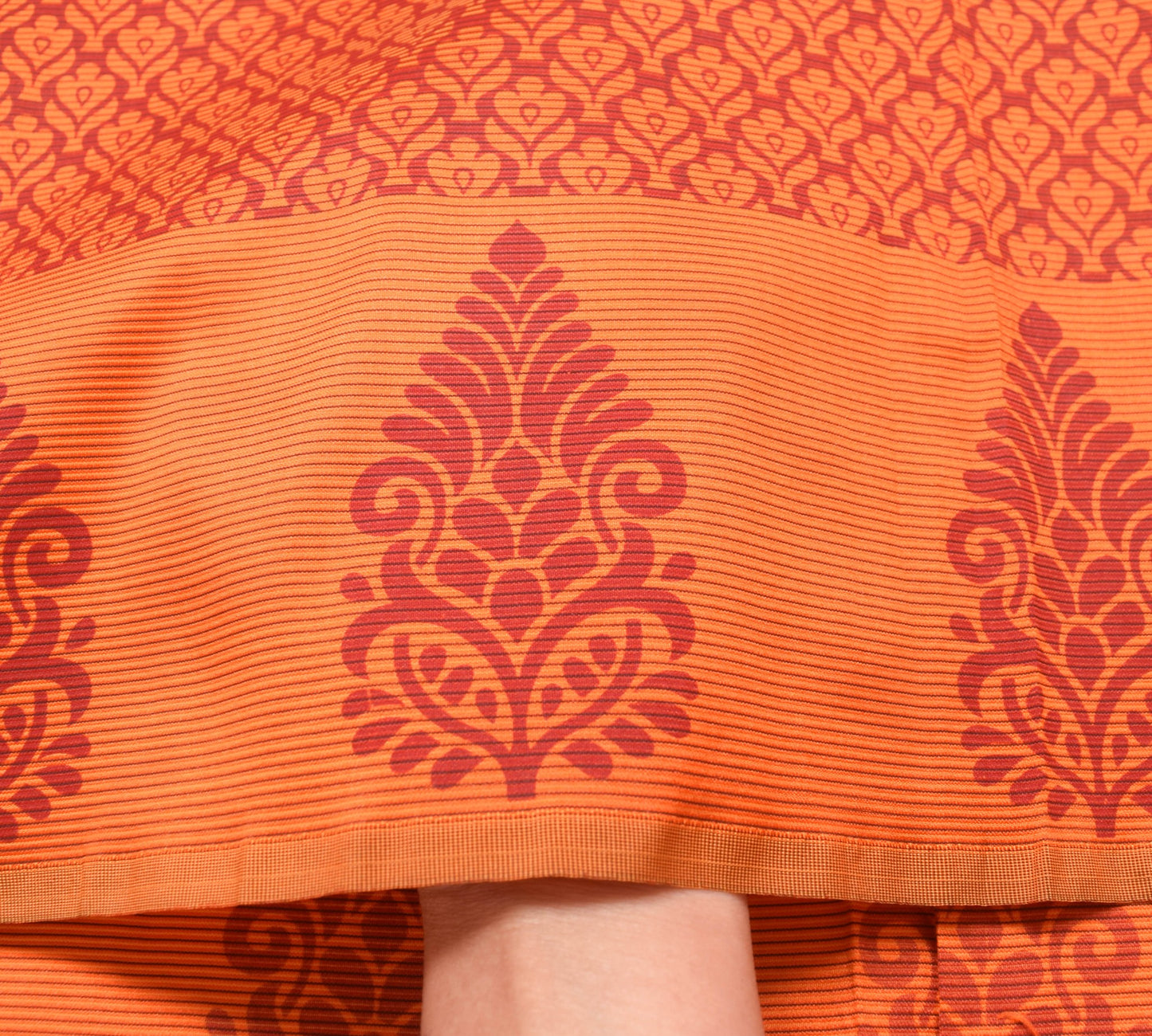 Sushila Vintage Orange Maroon Saree Printed Woven Silk Floral Sari Craft Fabric