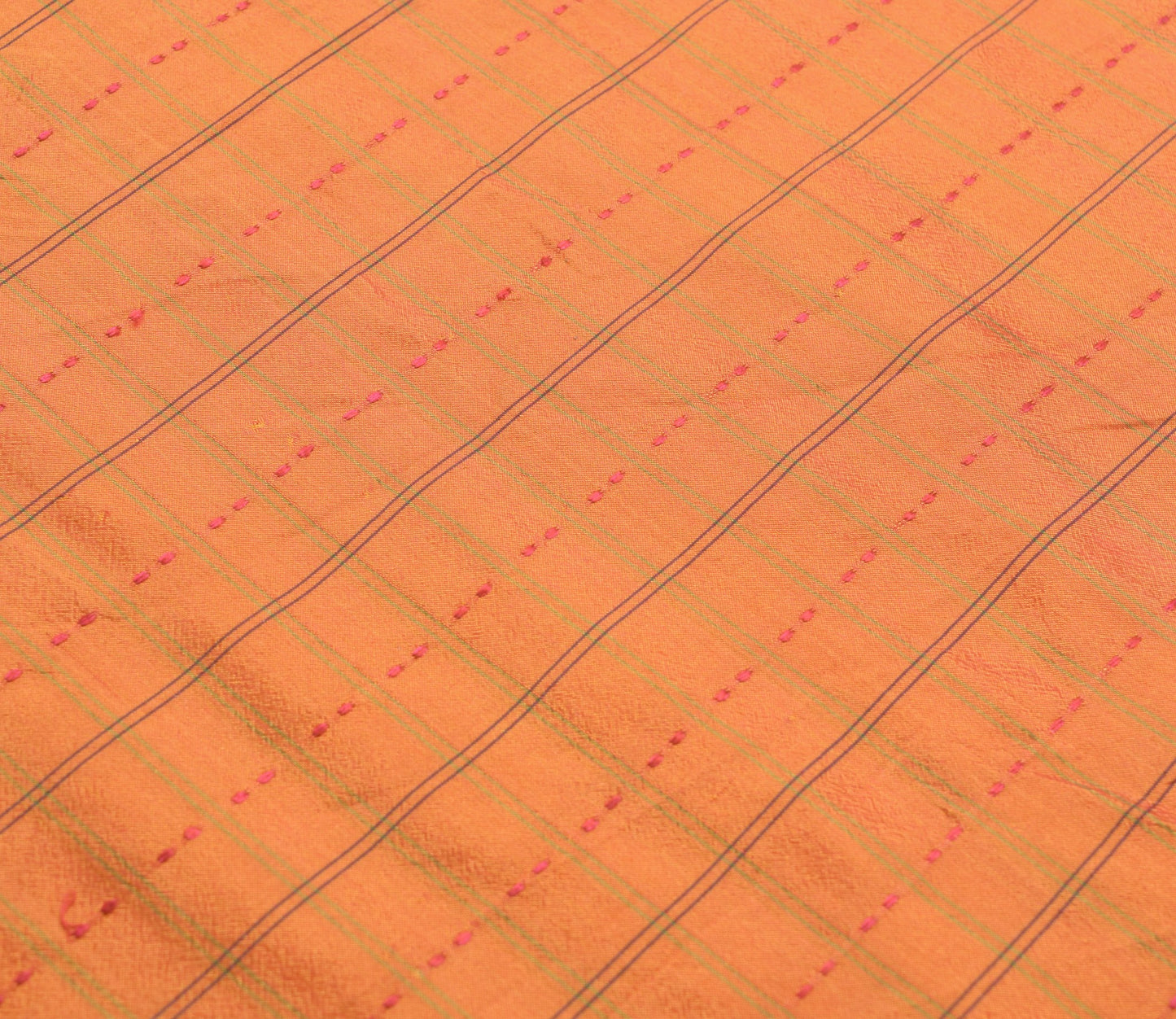 Sushila Vintage Orange Saree 100% Pure Silk Woven Traditional Soft Sari Fabric