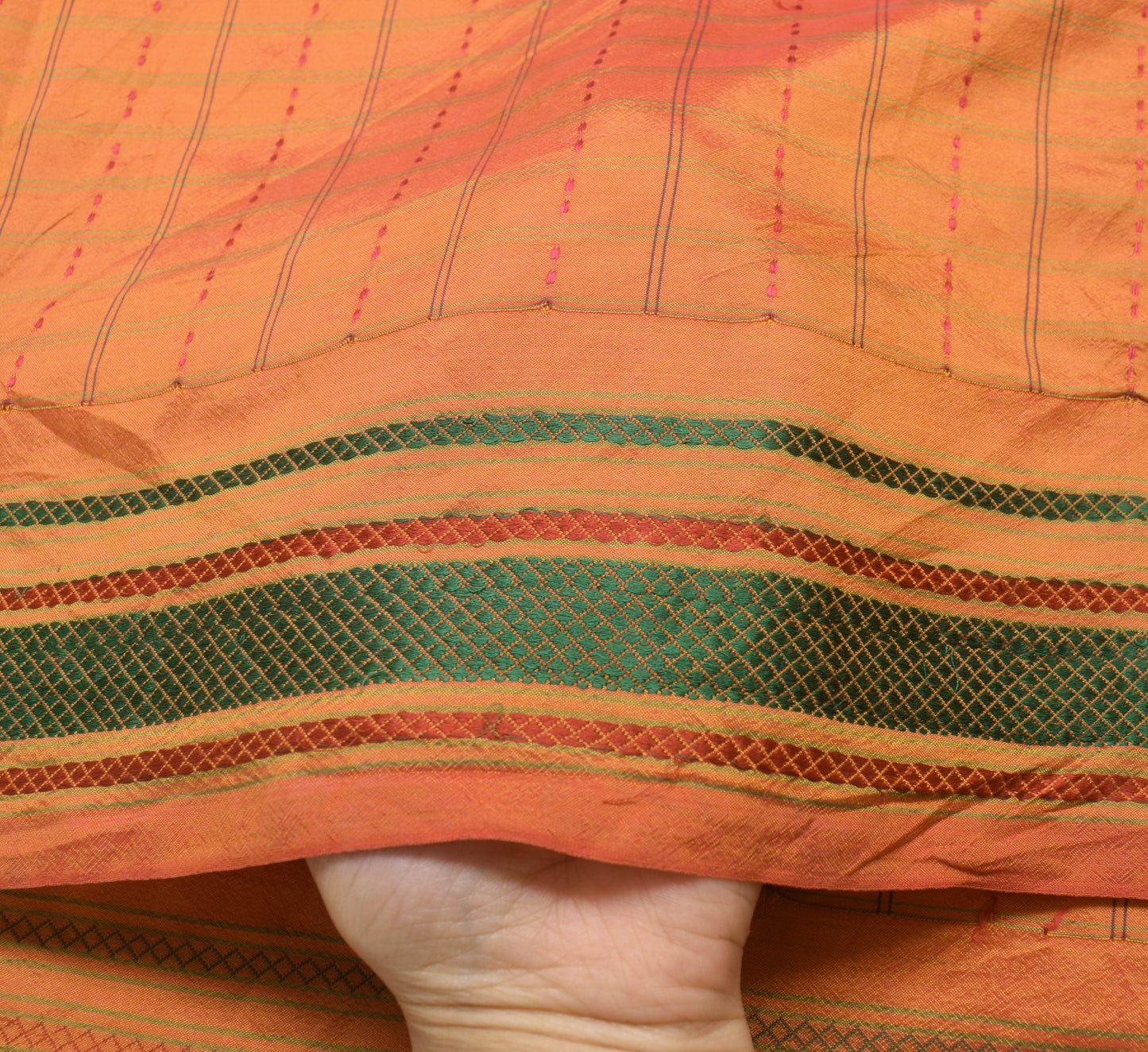 Sushila Vintage Orange Saree 100% Pure Silk Woven Traditional Soft Sari Fabric