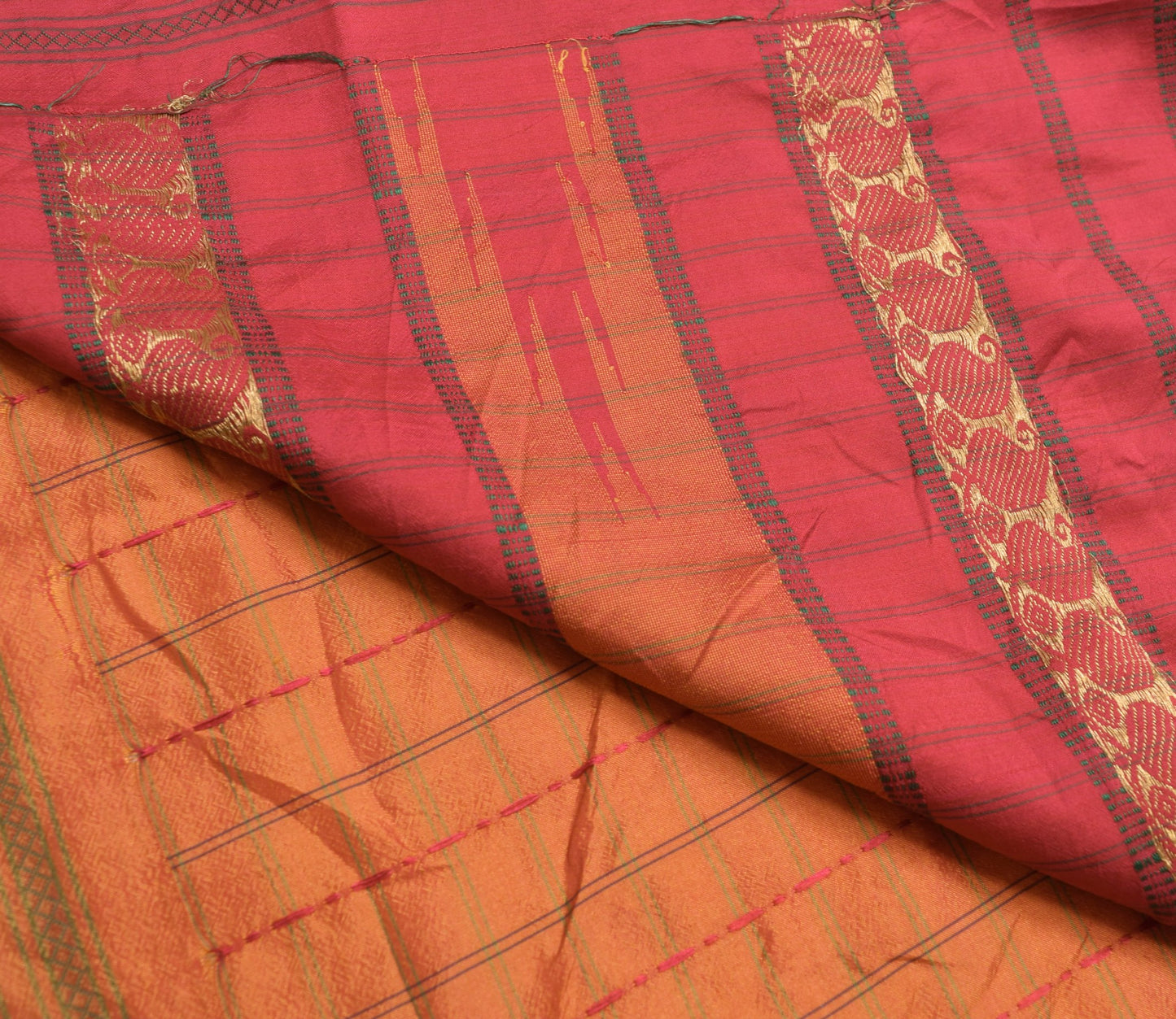 Sushila Vintage Orange Saree 100% Pure Silk Woven Traditional Soft Sari Fabric