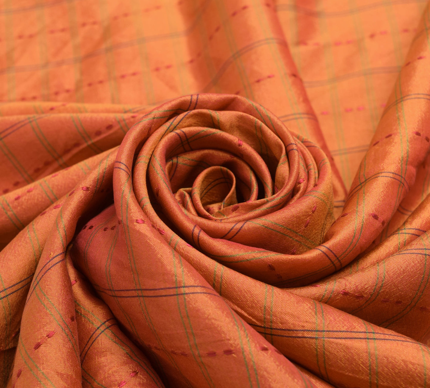 Sushila Vintage Orange Saree 100% Pure Silk Woven Traditional Soft Sari Fabric