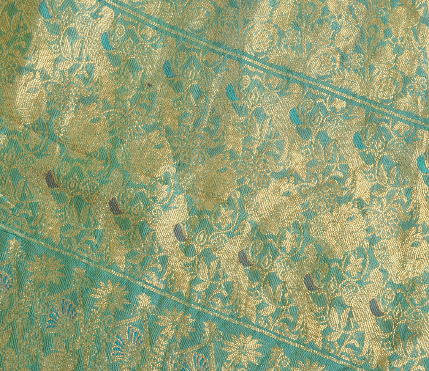 Sushila Vintage Kanjivaram Multi-Color Saree for Bright Look Pure Silk Gold Zari Brocade SariFabric