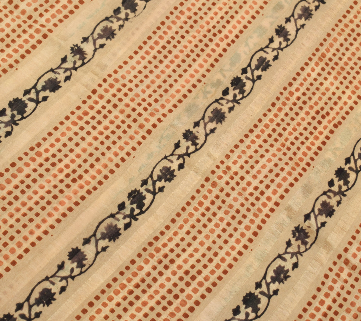 Sushila Vintage Brown Hand Block Printed Saree 100% Pure Silk Classy Sari Fabric