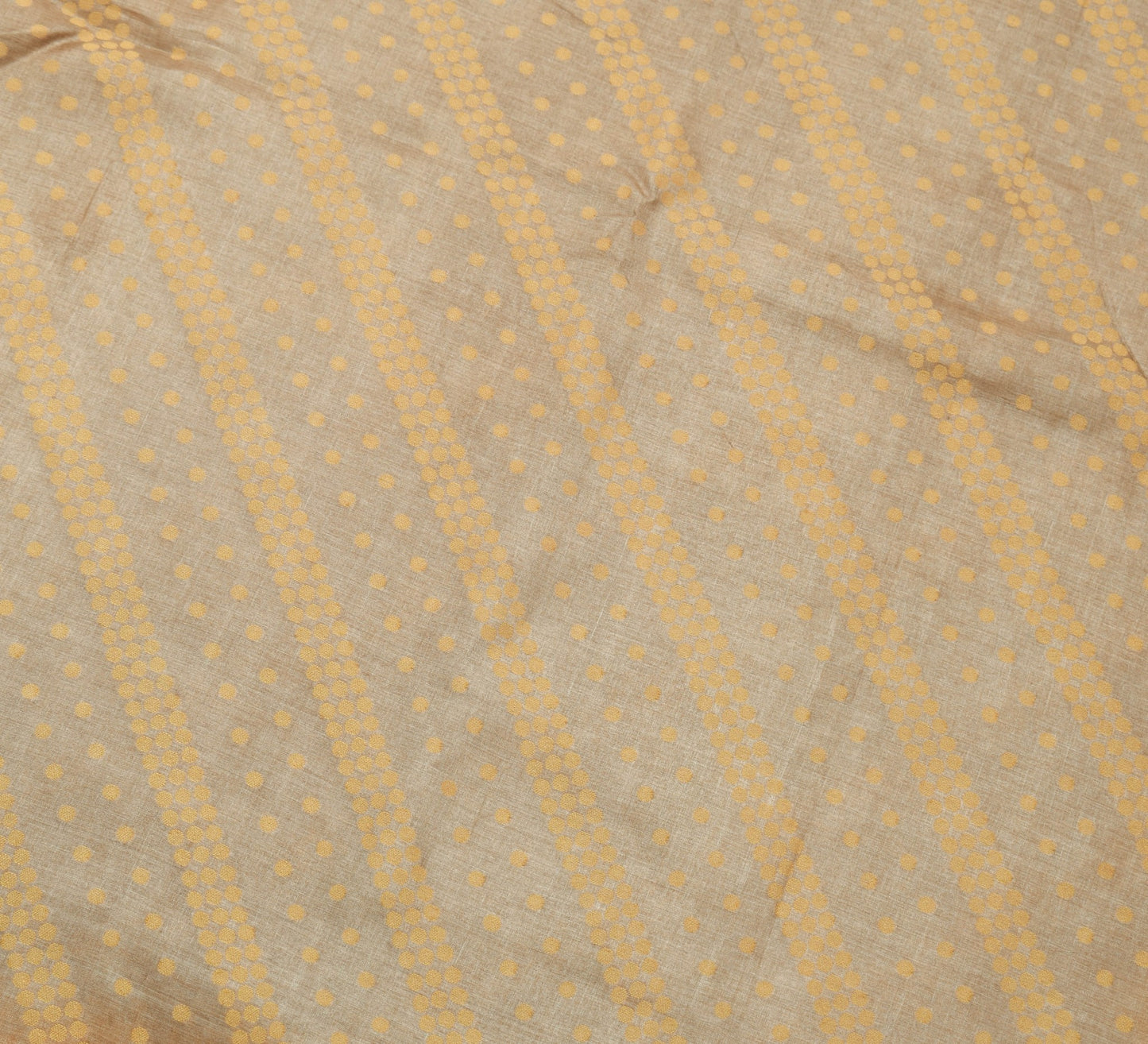 Sushila Vintage Brown 100% Pure Silk Saree Polka Dot Woven Sari Craft Fabric