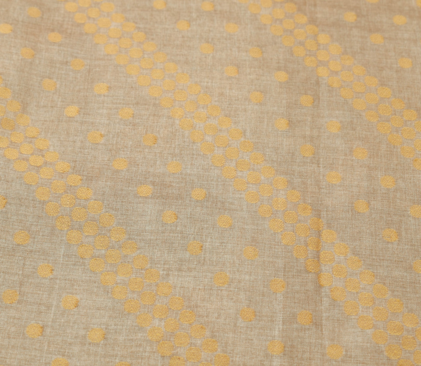 Sushila Vintage Brown 100% Pure Silk Saree Polka Dot Woven Sari Craft Fabric
