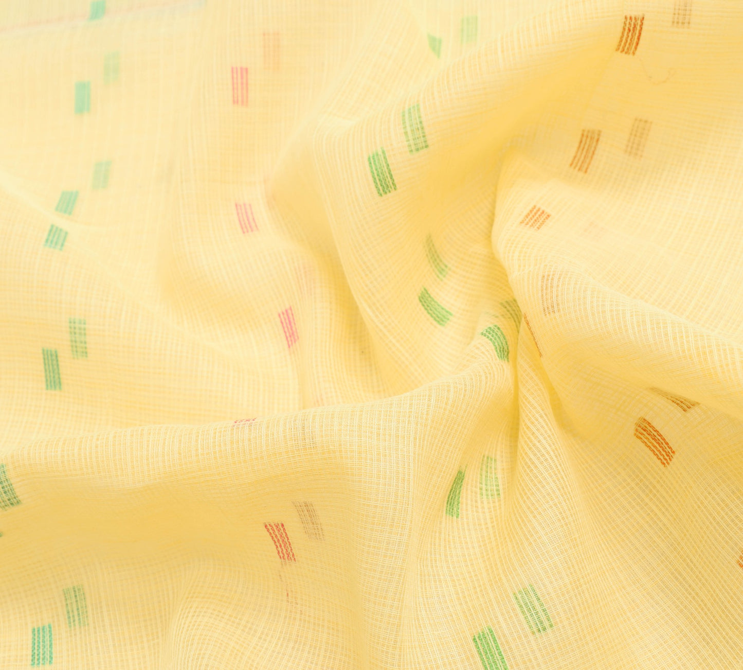 Sushila Vintage Woven Saree Casual Ladies Yellow Pure Cotton Sari Craft Fabric
