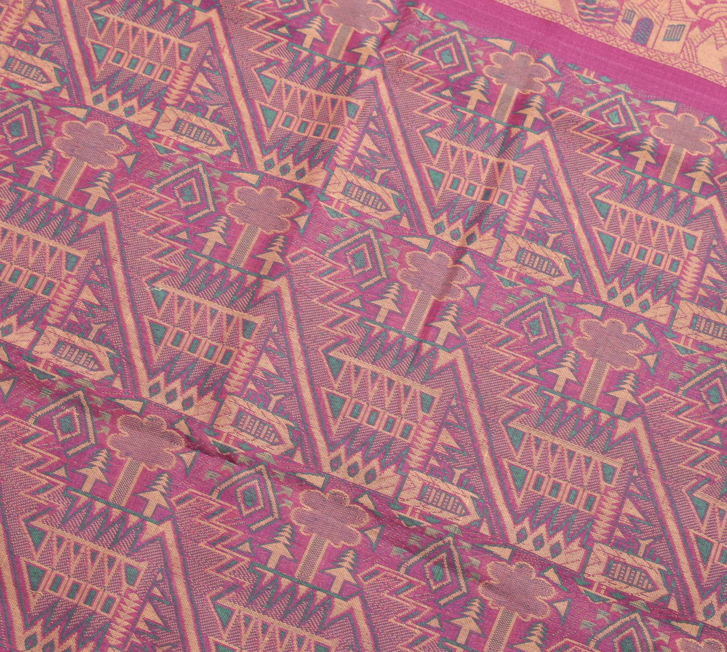 Sushila Vintage Dark Pink Woven Saree 100% Pure Silk Traditional Sari Fabric