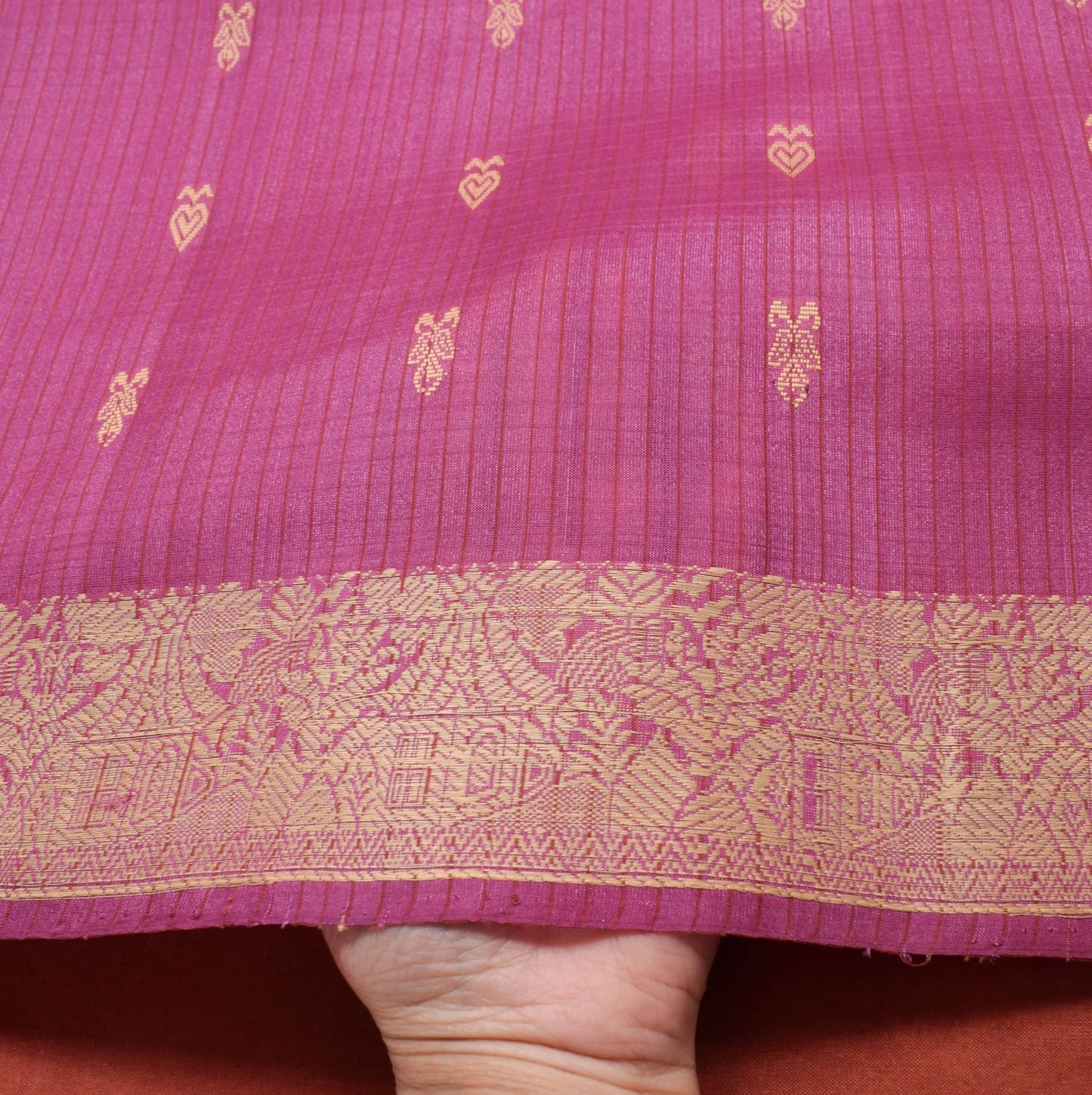 Sushila Vintage Dark Pink Woven Saree 100% Pure Silk Traditional Sari Fabric