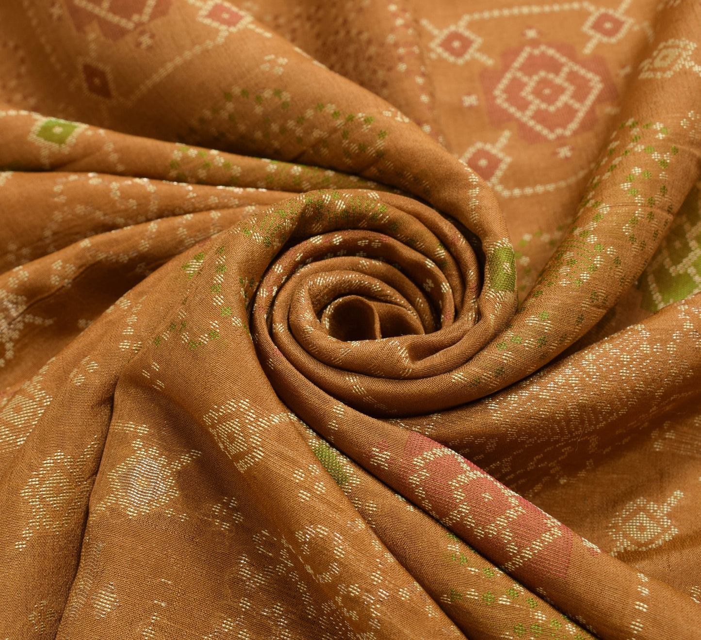 Sushila Vintage Brown 100% Pure Silk Saree Woven Traditional Sari Craft Fabric