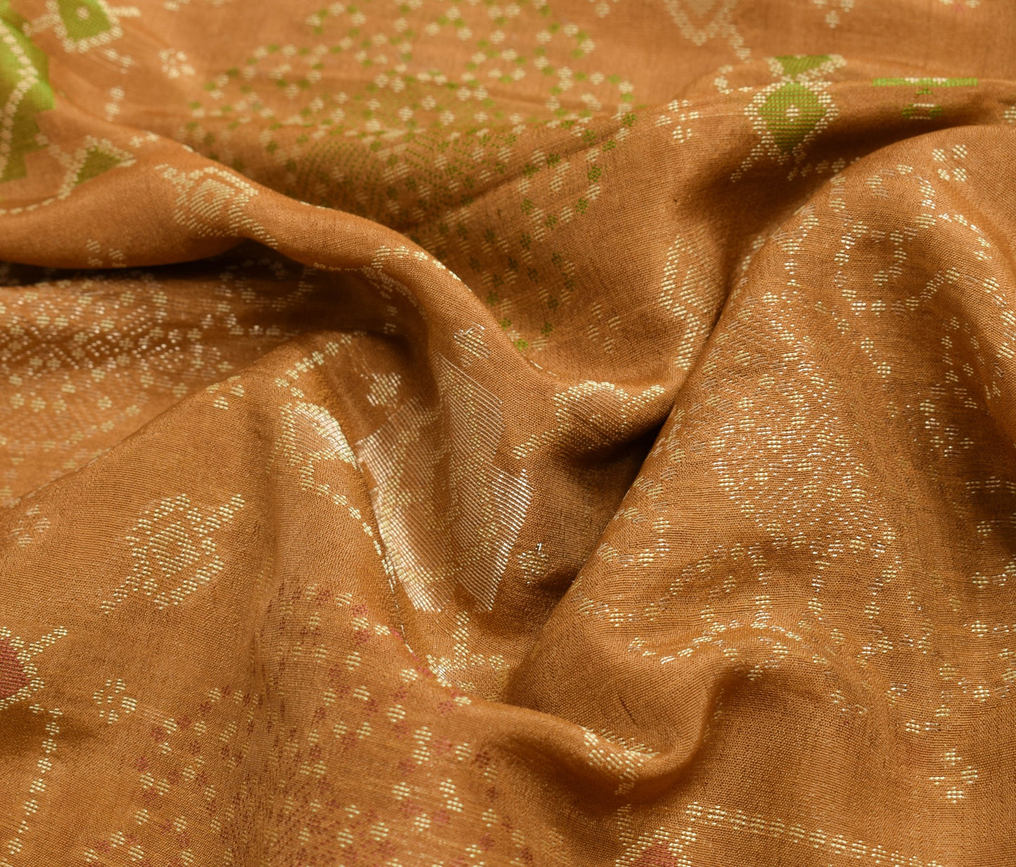 Sushila Vintage Brown 100% Pure Silk Saree Woven Traditional Sari Craft Fabric