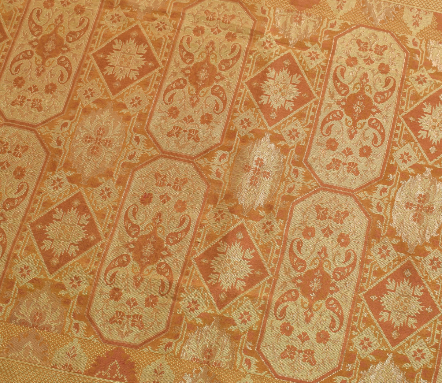 Sushila Vintage Brown 100% Pure Silk Saree Woven Traditional Sari Craft Fabric