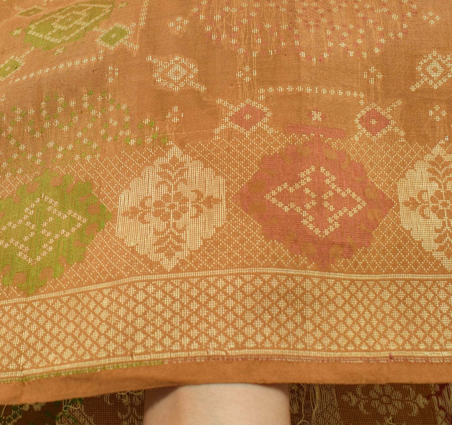 Sushila Vintage Brown 100% Pure Silk Saree Woven Traditional Sari Craft Fabric