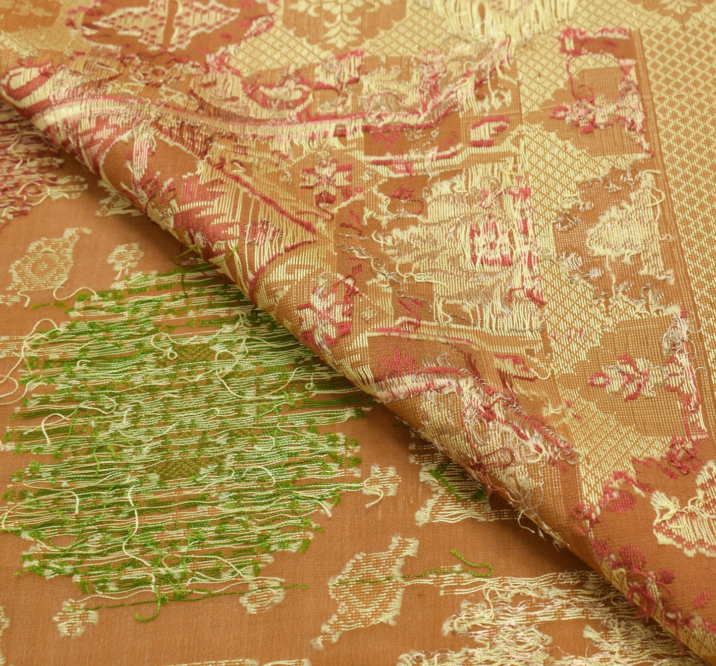 Sushila Vintage Brown 100% Pure Silk Saree Woven Traditional Sari Craft Fabric