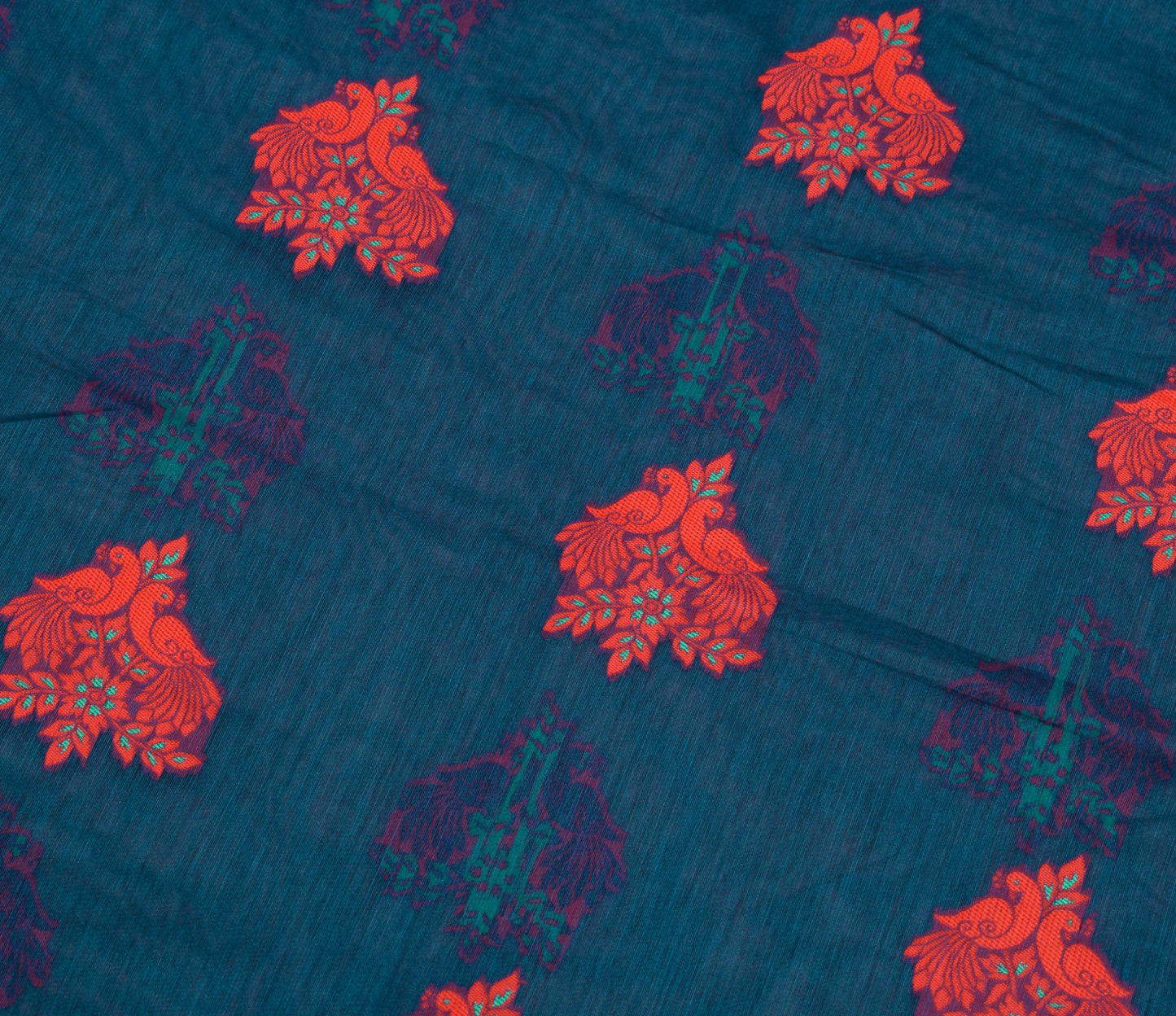 Sushila Vintage Blue Silk Saree Peacock Woven Traditional Wedding Sari Fabric