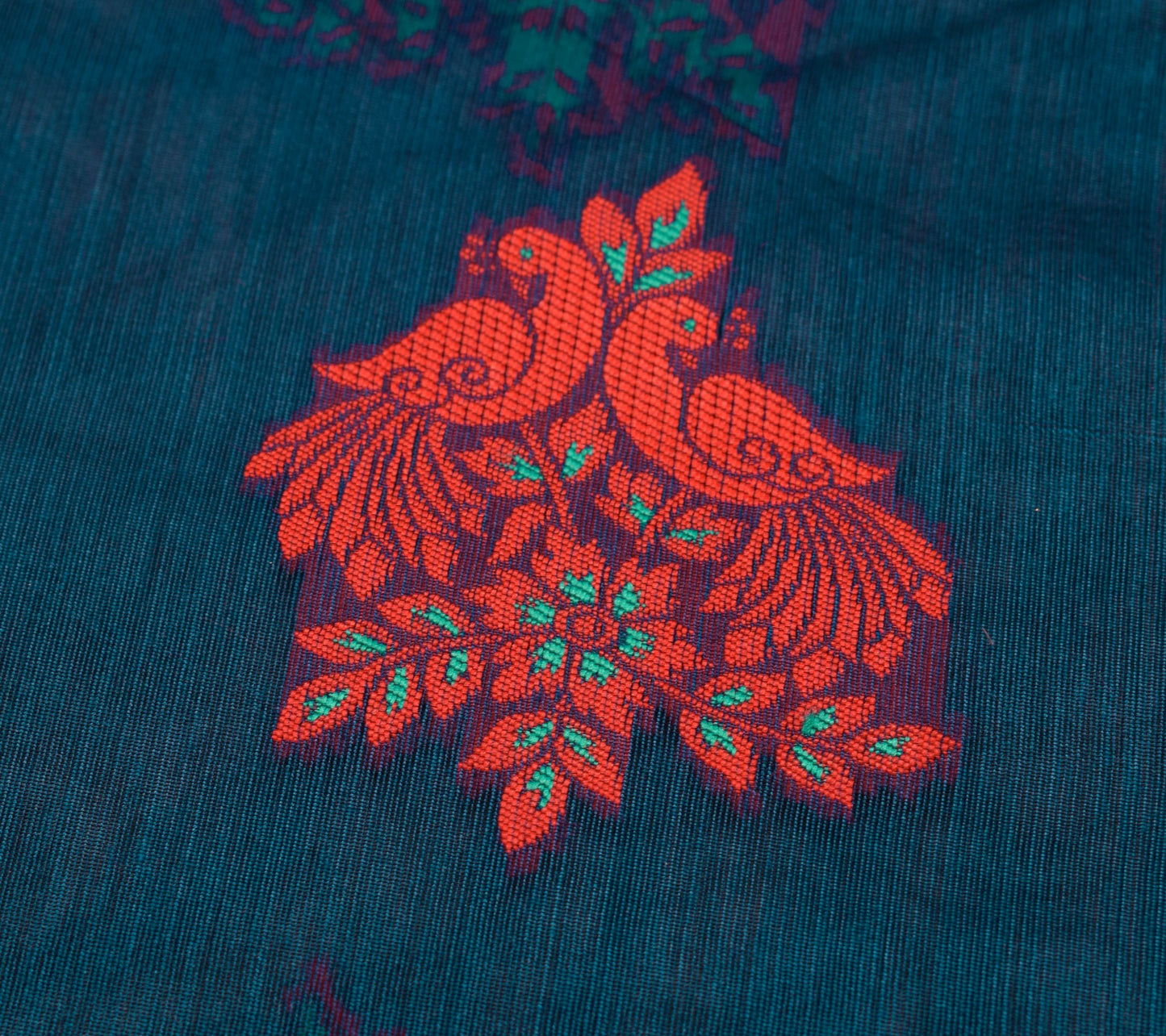 Sushila Vintage Blue Silk Saree Peacock Woven Traditional Wedding Sari Fabric