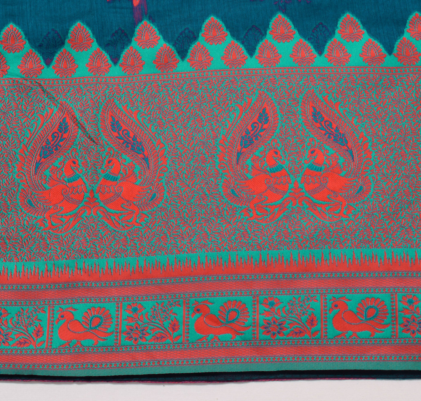 Sushila Vintage Blue Silk Saree Peacock Woven Traditional Wedding Sari Fabric