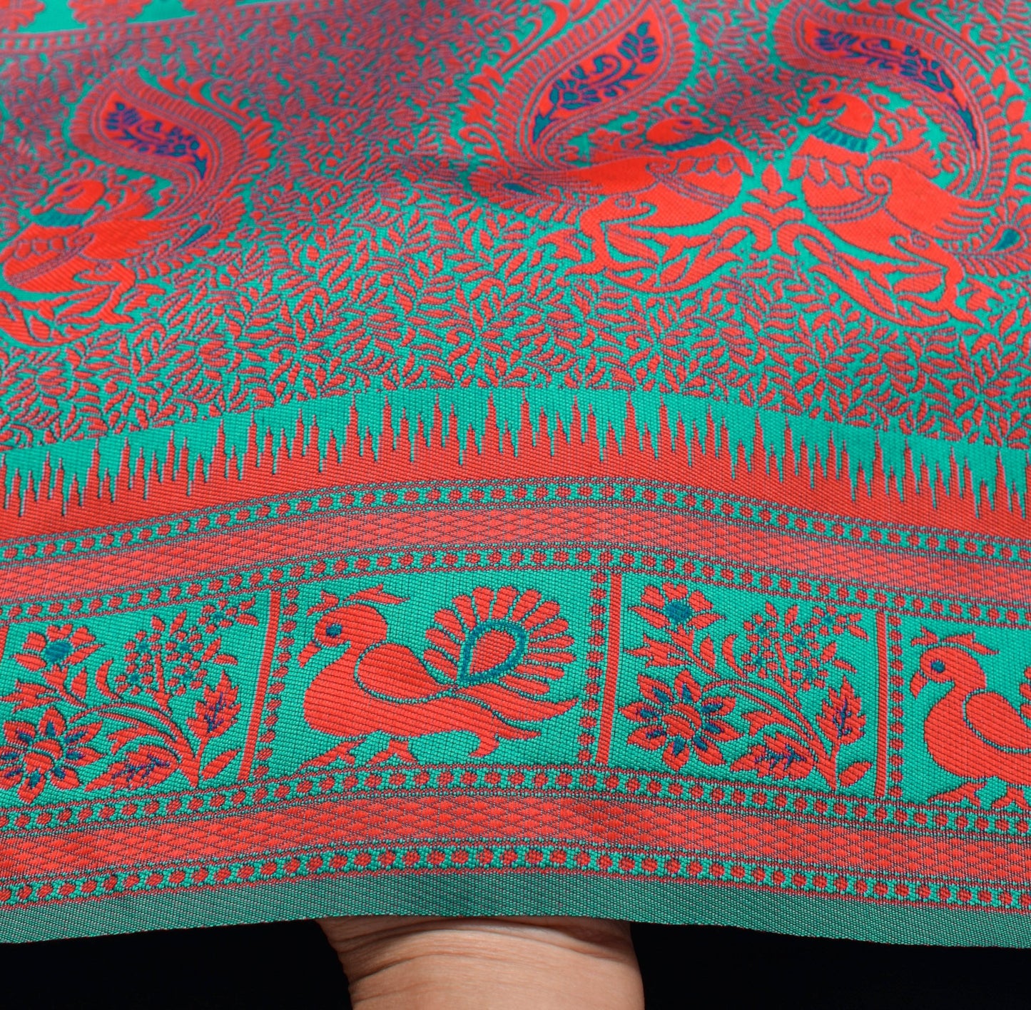 Sushila Vintage Blue Silk Saree Peacock Woven Traditional Wedding Sari Fabric