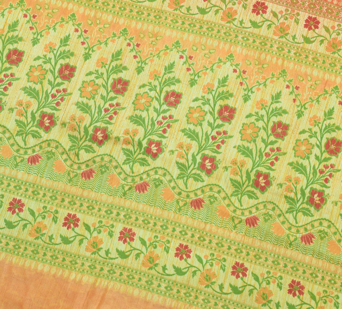 Sushila Vintage Rust Paisley Woven Saree 100% Pure Silk Traditional Sari Fabric