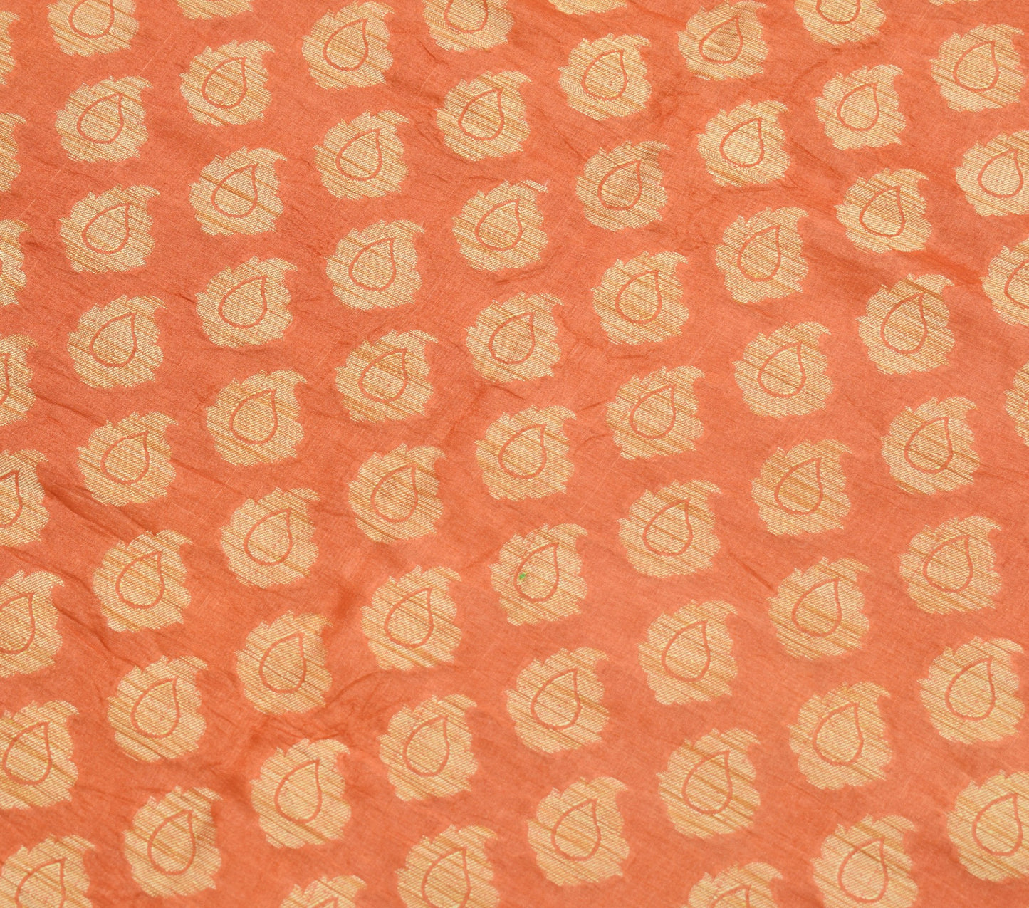 Sushila Vintage Rust Paisley Woven Saree 100% Pure Silk Traditional Sari Fabric