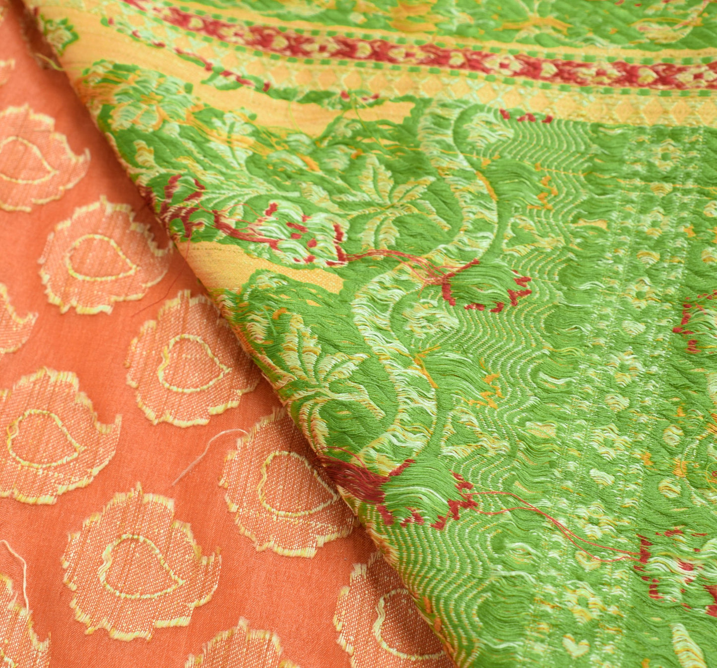 Sushila Vintage Rust Paisley Woven Saree 100% Pure Silk Traditional Sari Fabric
