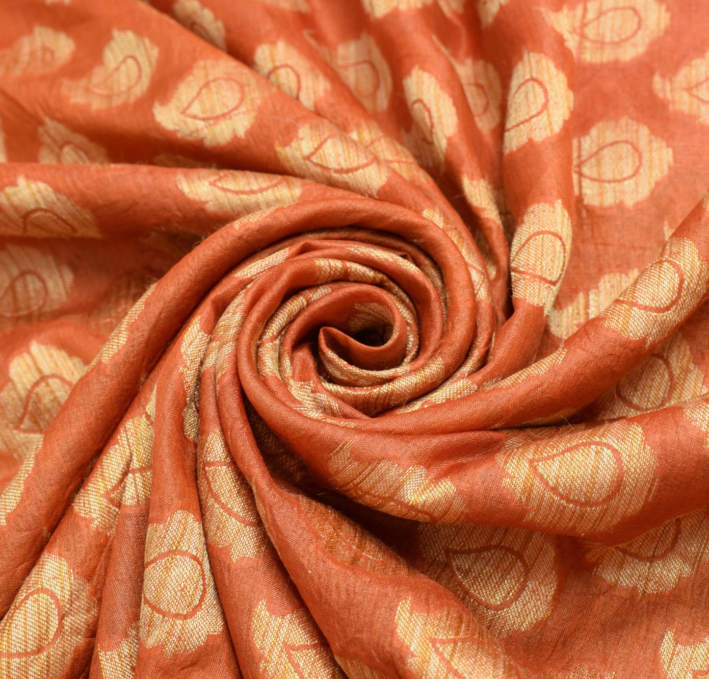 Sushila Vintage Rust Paisley Woven Saree 100% Pure Silk Traditional Sari Fabric