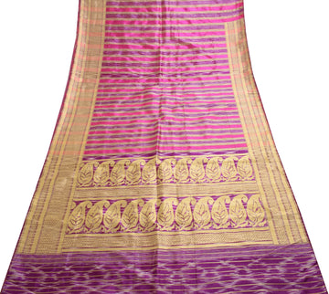 Sushila Vtg Magenta Purple Saree Silk Hand Woven Sari 5 Yard Sewing Craft Fabric