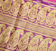 Sushila Vtg Magenta Purple Saree Silk Hand Woven Sari 5 Yard Sewing Craft Fabric