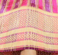 Sushila Vtg Magenta Purple Saree Silk Hand Woven Sari 5 Yard Sewing Craft Fabric