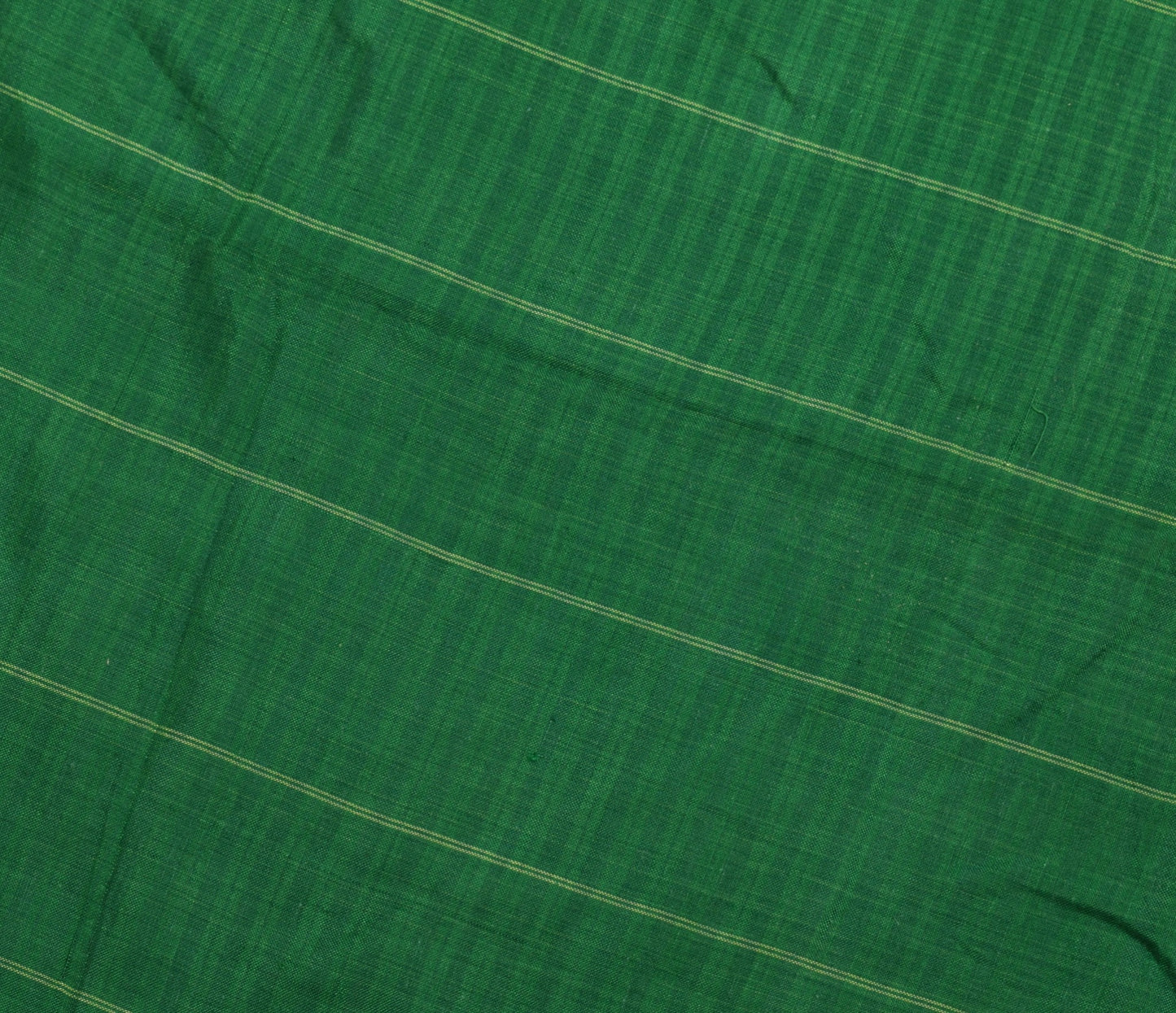 Sushila Vintage Handwoven Cotton Saree with Green and Yellow Fine Checks Fabric