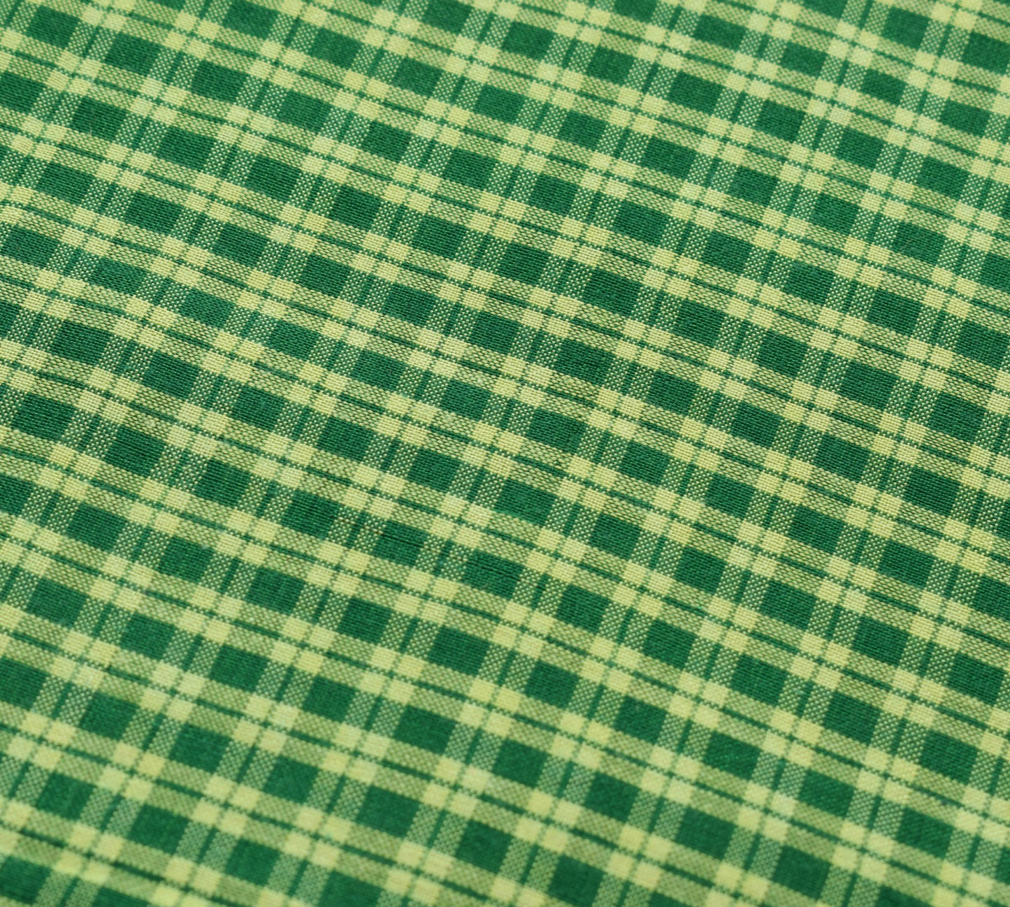 Sushila Vintage Handwoven Cotton Saree with Green and Yellow Fine Checks Fabric