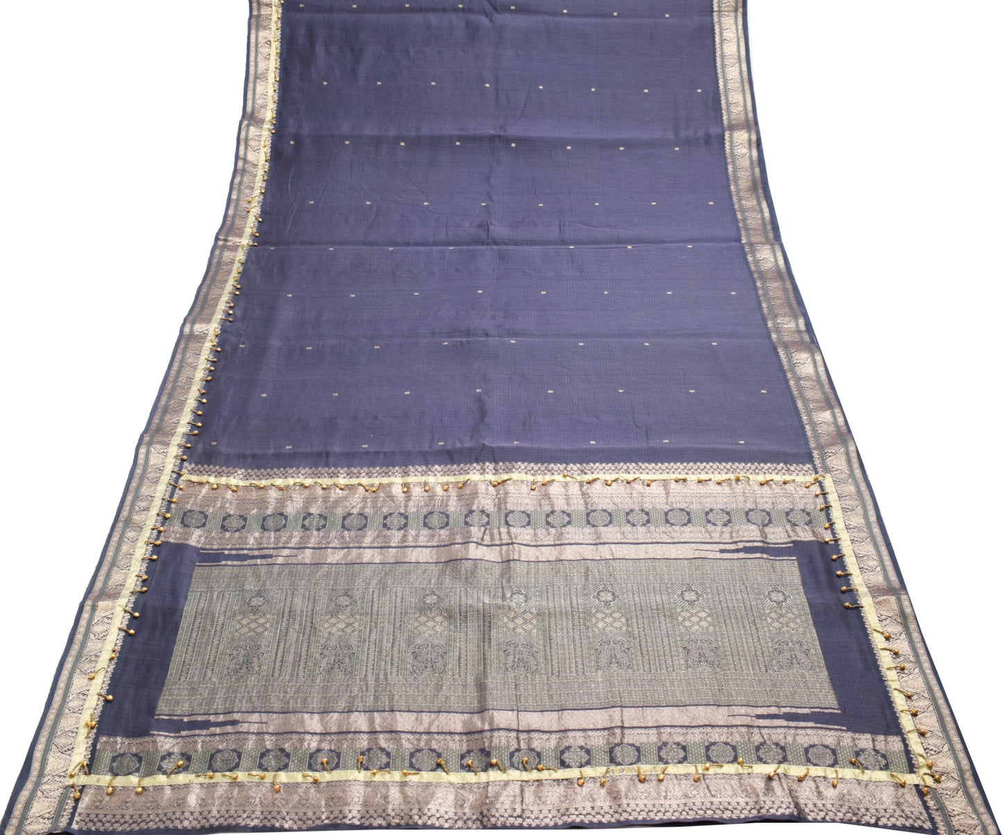 Sushila Vintage Dark Purple Party Wear Saree 100% Pure Silk Woven Sari Fabric