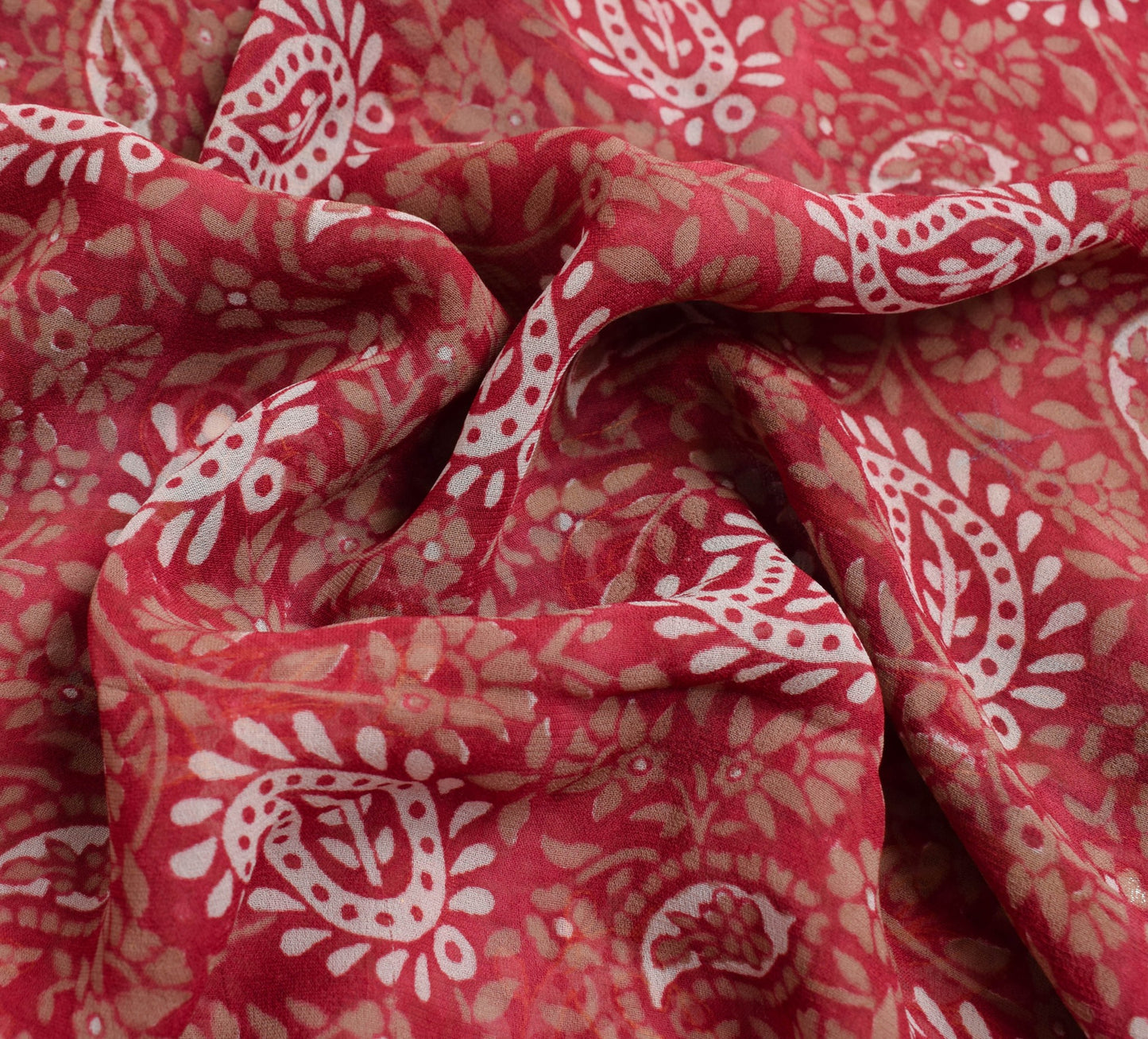 Sushila Vtg Pink Hand Blok Printed Saree Georgette Branded Sari Aari Work Fabric
