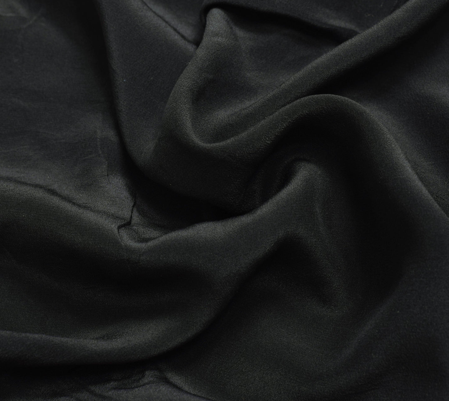 Sushila Vintage Black Hand Embroidered Saree Pure Crepe Silk Sari Soft Fabric