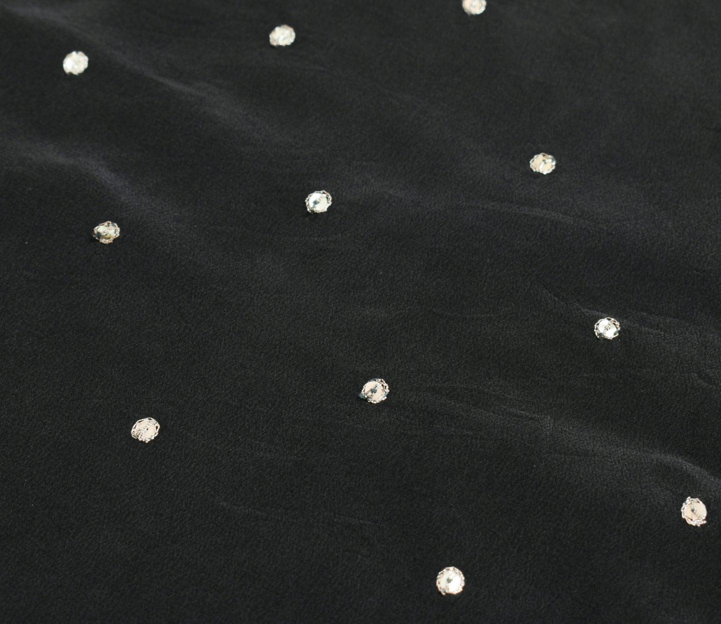 Sushila Vintage Black Hand Embroidered Saree Pure Crepe Silk Sari Soft Fabric