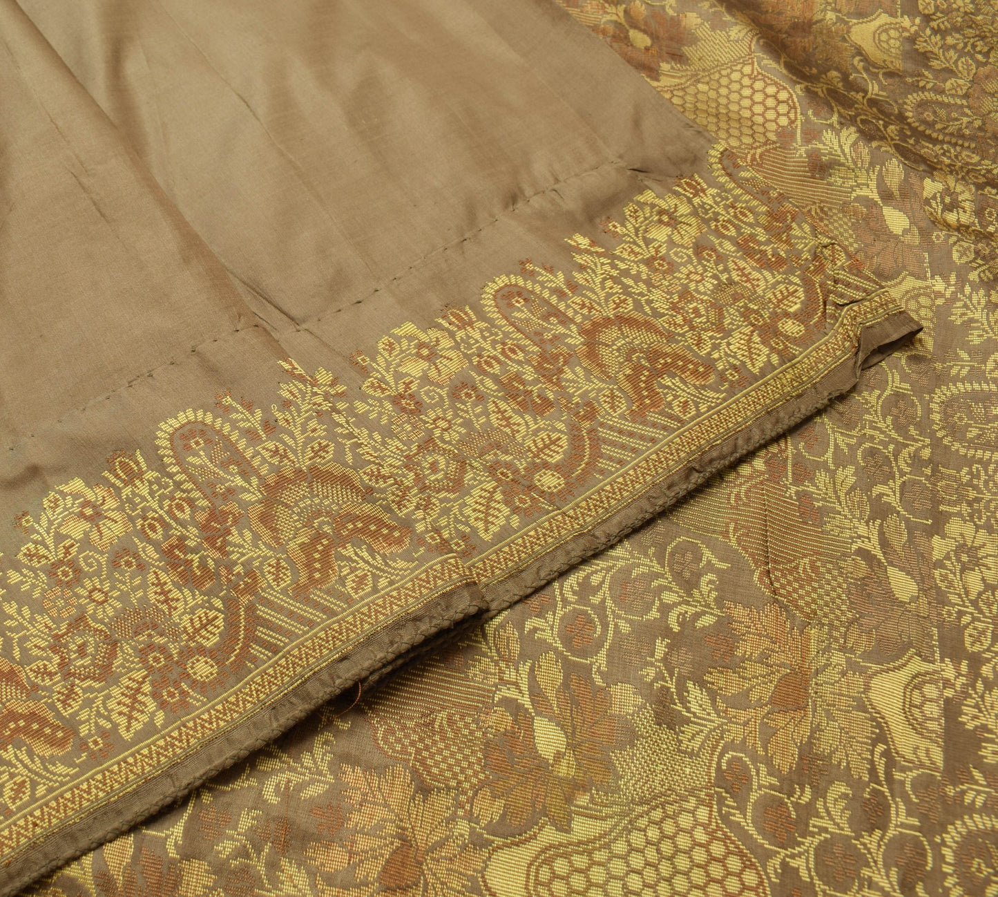 Sushila Vintage Brown 100% Pure Silk Saree With Woven Pallu Sari Craft Fabric